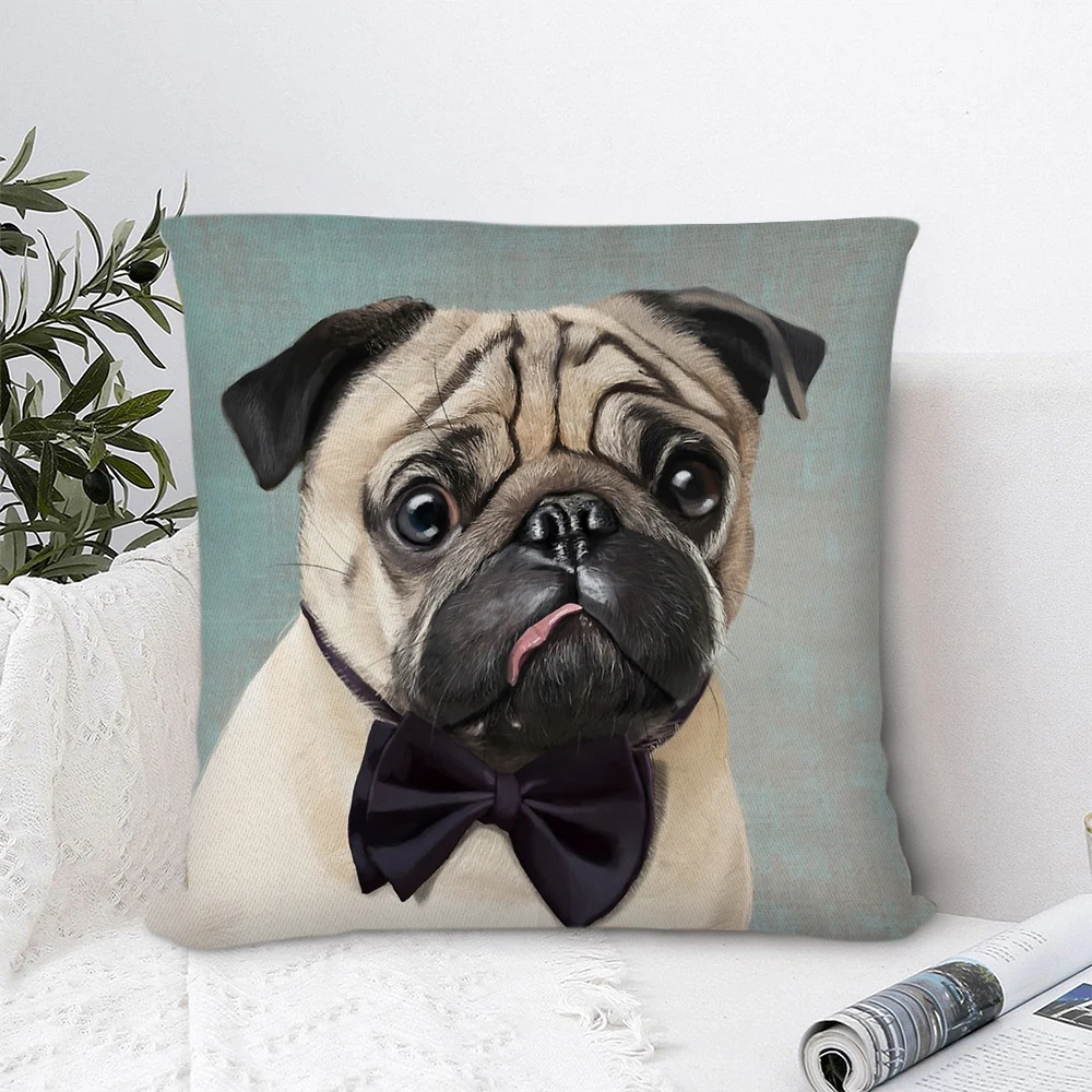 

Mr Pug Polyester Pillow Cover Decorative Pillows for Sofa Bedroom Pillow Cases Home Decor Cushion Covers 45*45cm