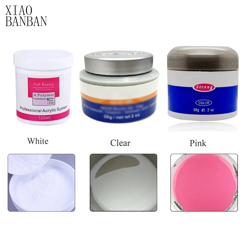 

XIAOBANBAN IBBD LED/UV Gels Acrylic Powder 120G for 3D NailsCrystal Nail Art Removable Phototherapy Glue UV Model