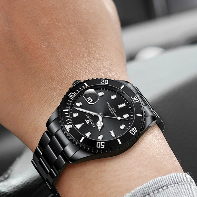 FNGEEN Couple Watch Men Quartz Watch for Lovers Luxury Womens Wristwatch Stainless Steel Waterproof Luminous Relogio Masculino