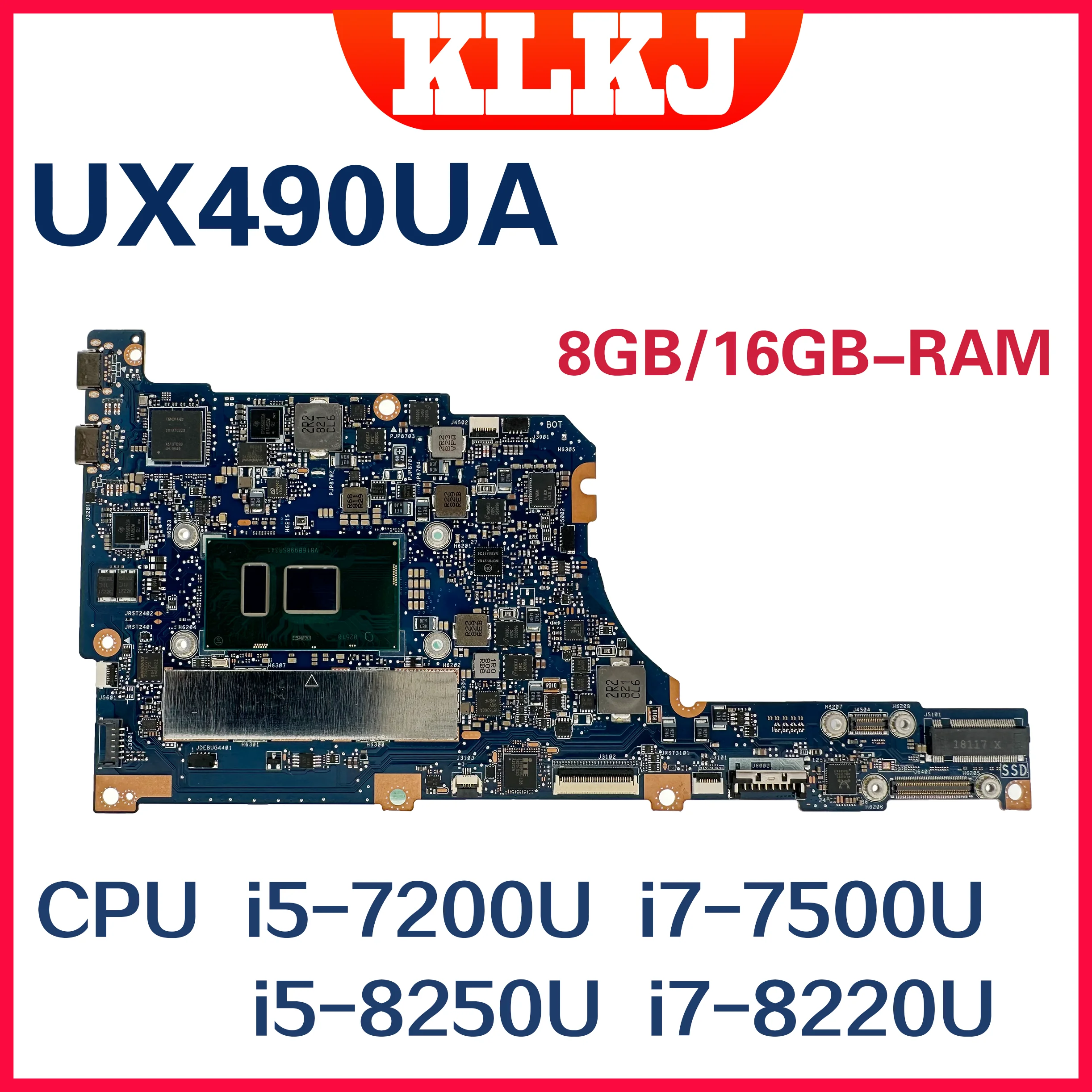 UX490UA UX490UAR материнская плата для ASUS Zenbook UX490CA UX490UAK Материнская плата ноутбука I7-8550U I5-8250U I5-7200U I7-7500U 16G 8GB-RAM