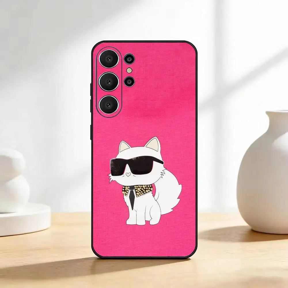 Фото Чехол для телефона K-Karls Lagerfelds Cat Gift, черный, силиконовый, мягкий, для Samsung S25, S24, S21, S22, S23, S30, Ultra, S20, Plus, Fe, Lite №2