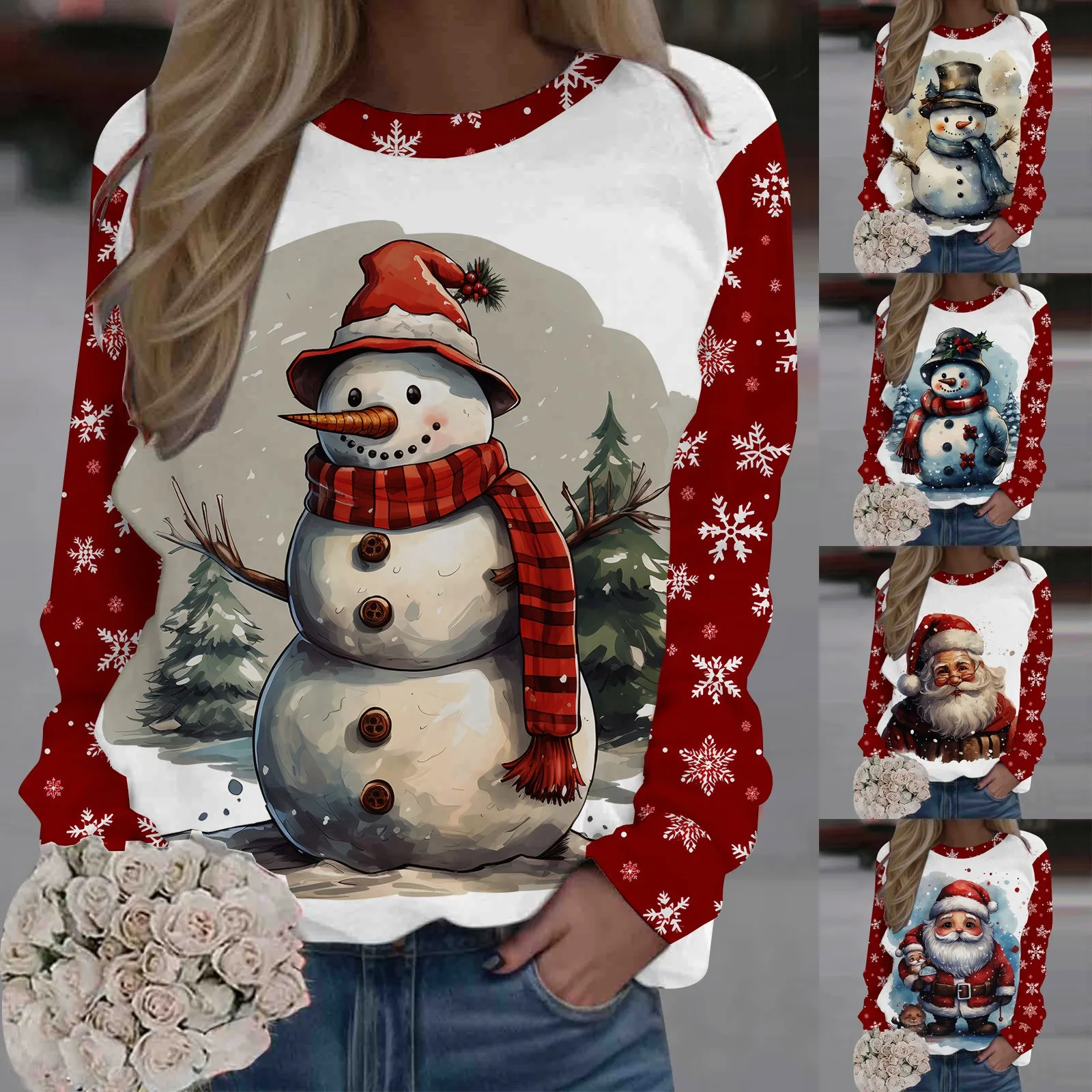 

Женский свитер с длинным рукавом, с круглым вырезом