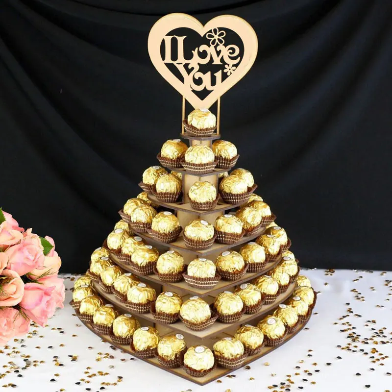 

Heart Wedding Chocolate Display Stan Rustic Wedding Love Decoration Wood Wedding Party