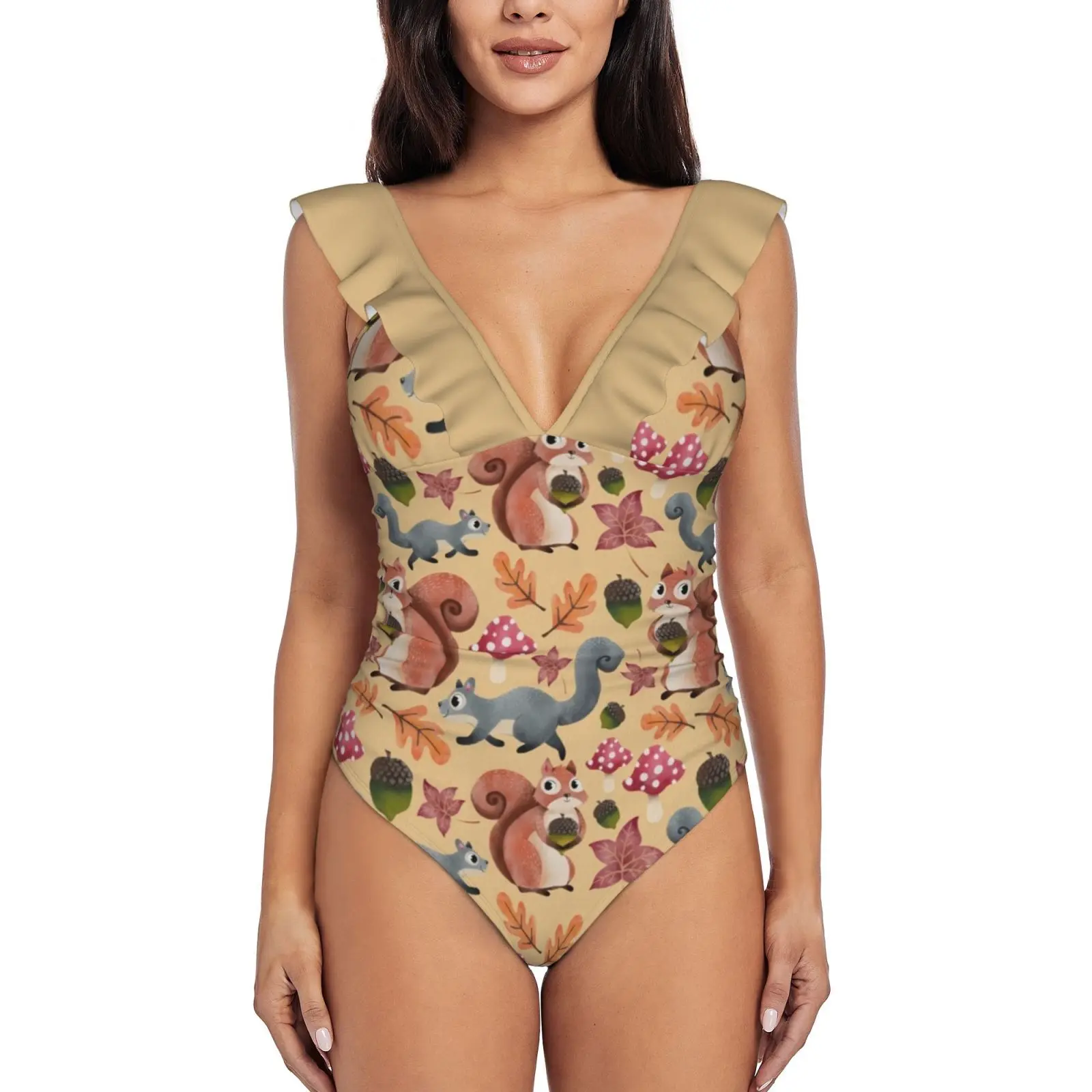 

Эротичный слитный купальник белки, женский купальник с оборками, Женский монокини с принтом, женская пляжная одежда, белка, белки, чипмунк