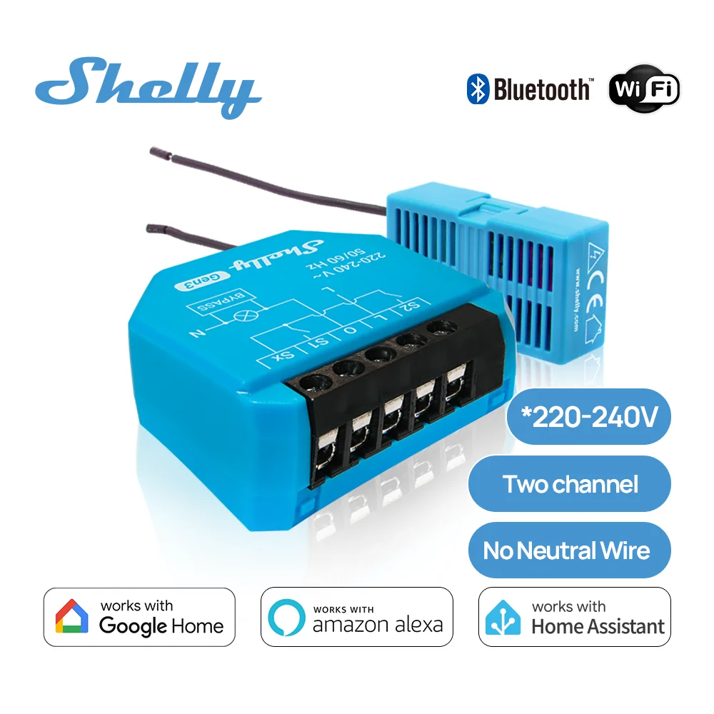 

Shelly 2L Gen3 WiFi Matter 2-канальный умный выключатель