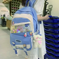 2022 new nylon womens backpack for teenagers girls patchwork school bag casual female travel rucksack large capacity mochila