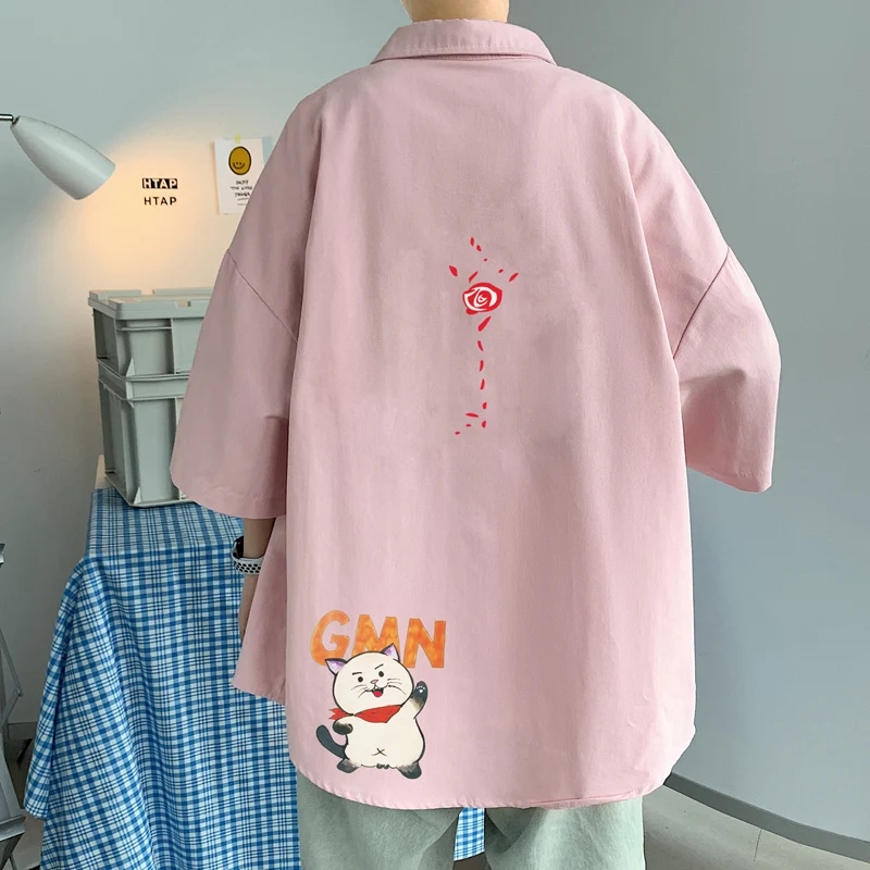 

Men's Oversized Shirts White Mens Fashion Blouse Anime 5xl Oversize Half Sleeves Dress Shirt for Men Print New Clothing Casual
