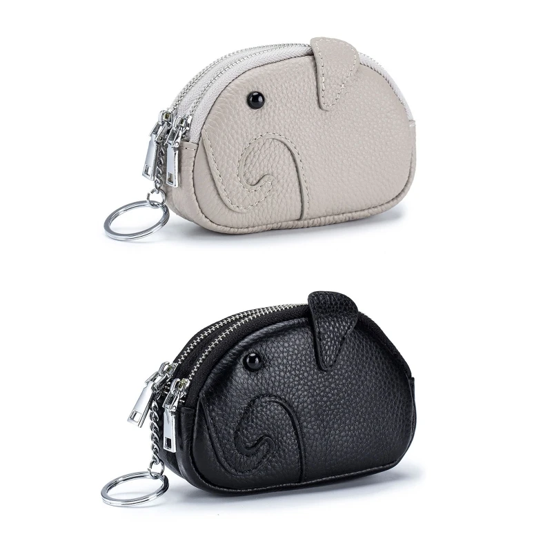 

Portable Credit Card Holder Leather Wallet Keychain Coin Purse for Women RFID Blocking Small Change Pocket Money Bag