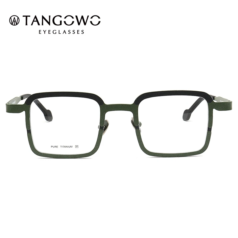 

TANGOWO Retro Square Men Pure Titanium Eyeglasses Frames Super Light Optical Glasses Frames Prescription Eyewear Metal Spectacle