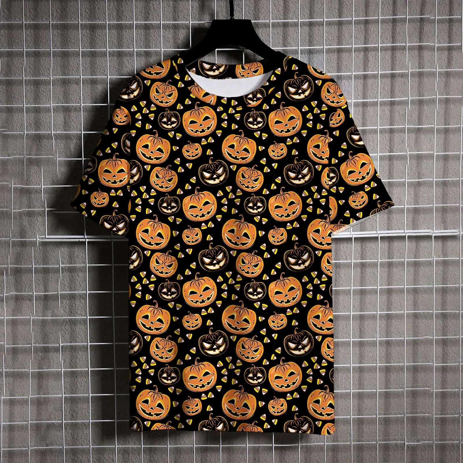 New Fashionable Versatile y2k Clothing 3D Cute pumpkin head Print Men's Halloween themed costumes Casual trend Short sleeve top