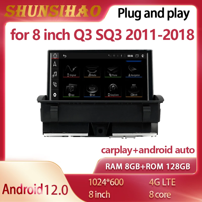 

ShunSihao car multimedia for 8” Q3 SQ3 2011-2018 CarPlay car radio video autoradio gps navi Flip screen 128G android all in one