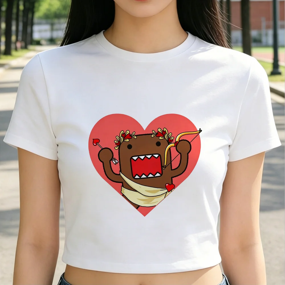 Фото Кроп-топ Domo Kun женский винтажный гяру альтернативный летний топ в стиле бэдди кутекор недорогой милый №4