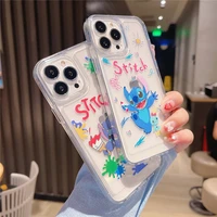 disney cartoon doodle stitch clear silicon mobile phone case for iphone xr xs xsmax 11 12 13 pro max cover for couples