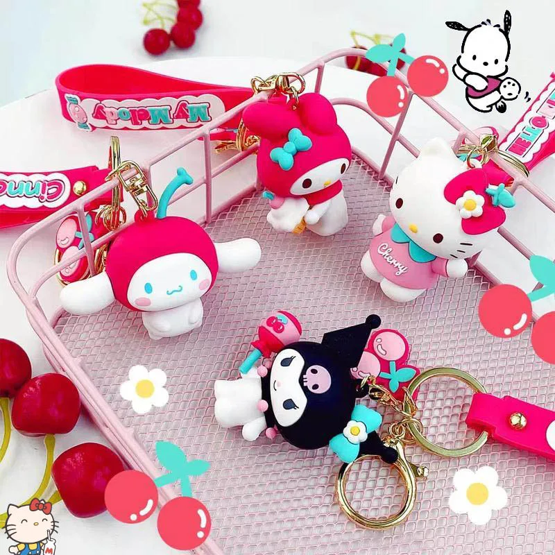 

Kawaii Sanrio брелок Mymelody Kuromi Cinnamoroll серии вишни милое Аниме Украшение Подвеска для девочек подарок на день рождения