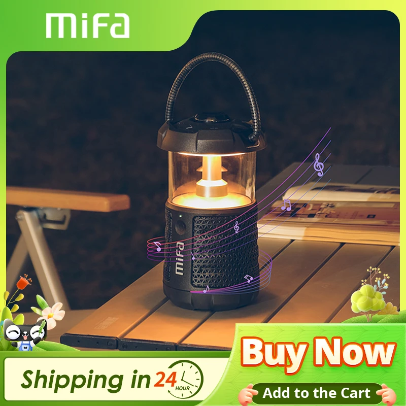 

Mifa Wild Camping Outdoor Bluetooth 5.3 Speaker with Lantern, Powerful 360° Sound, 360° Light, IP67 Waterproof, 38H Playtime