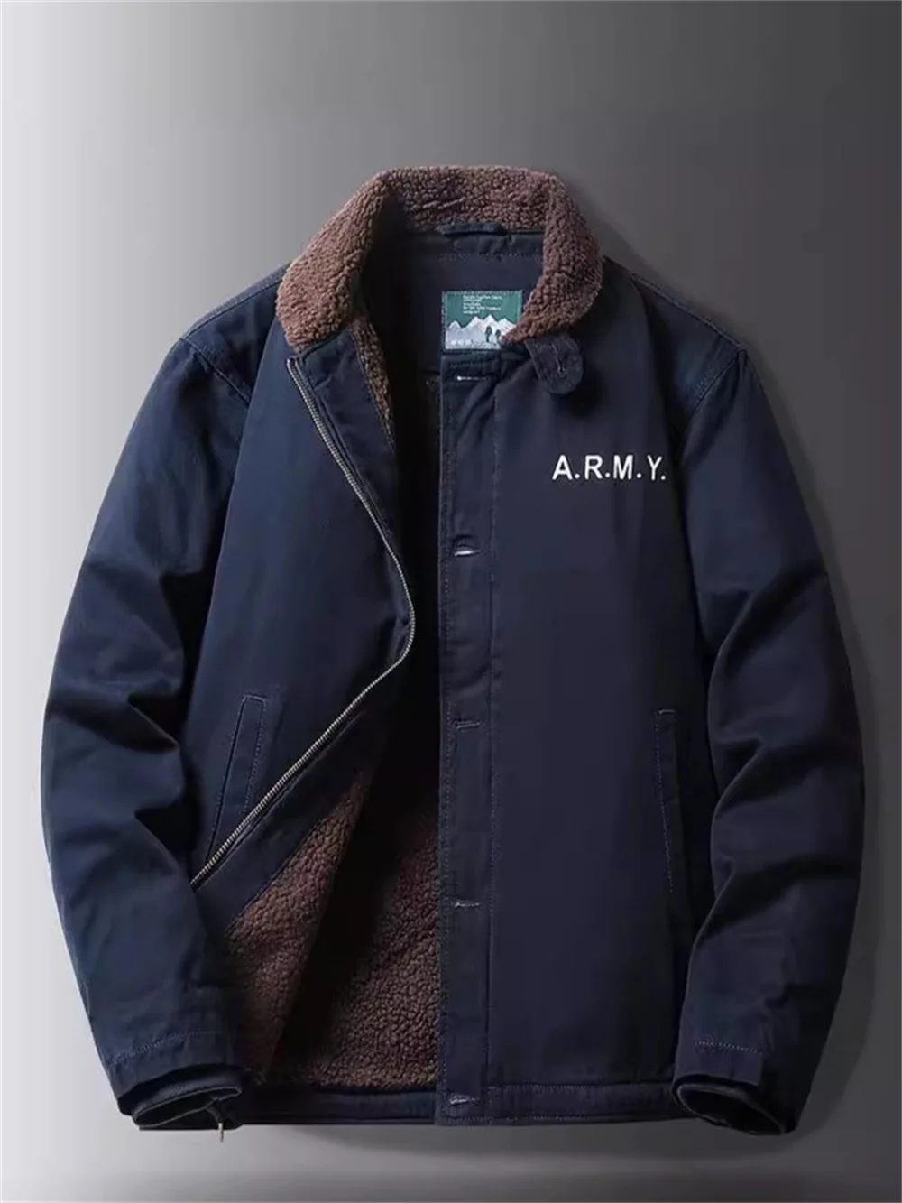 Мужская зимняя стеганая куртка из кашемира ягненка плюс бархатная на хлопковой