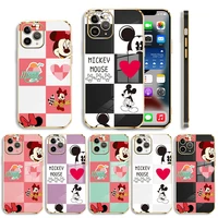 luxury soft plating phone case for iphone 13 12 11 pro max mini x xr xs max 7 8 6 6s plus se cover mickey minnie love look