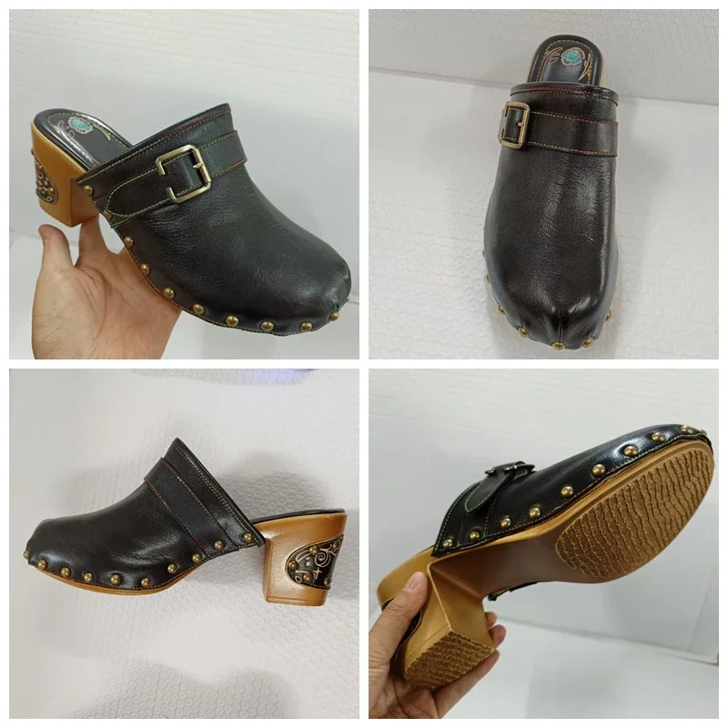 Koznoy/женские кожаные женские туфли на массивном каблуке 7 5 см мокасины большого