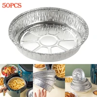 50pcs disposable bbq drip pan tray foil pans liner trays round aluminum foil grease drip pans recyclable grill catch tray