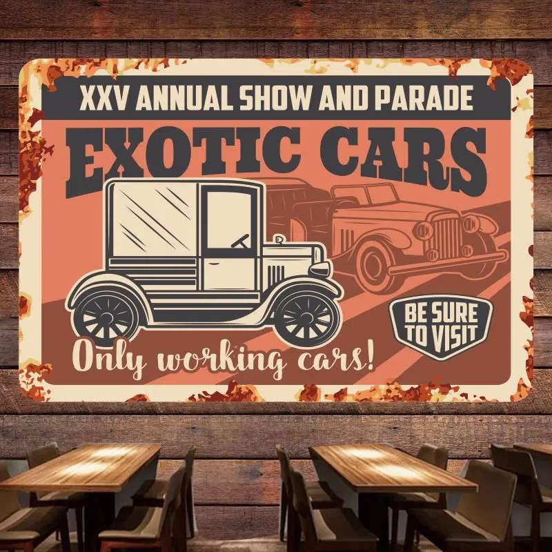 

Auto Repair Shop Gas Station Wall Decor Banner XXV ANNUAL SHOW AND PARADE Vintage EXOTTC CARS Poster Wall Art Flag Wall Painting