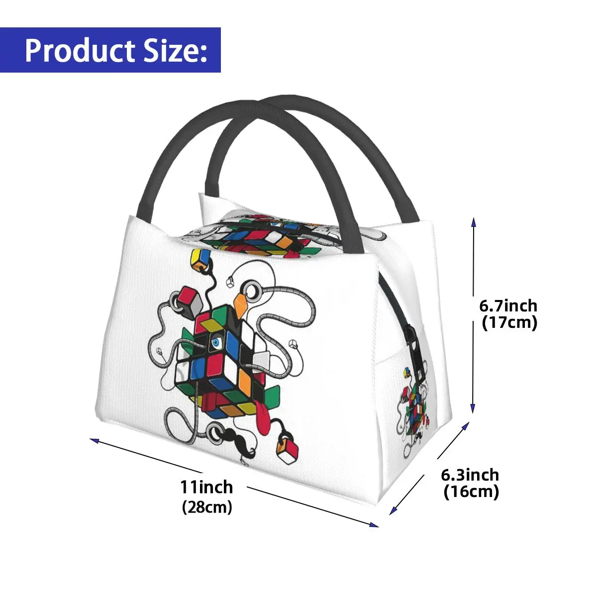 Фото Термосумка для обедов Rubix Rubiks Rubics для женщин, герметичный контейнер для хранения еды, термоконтейнер для бенто, сумка-холодильник для обедов. №2