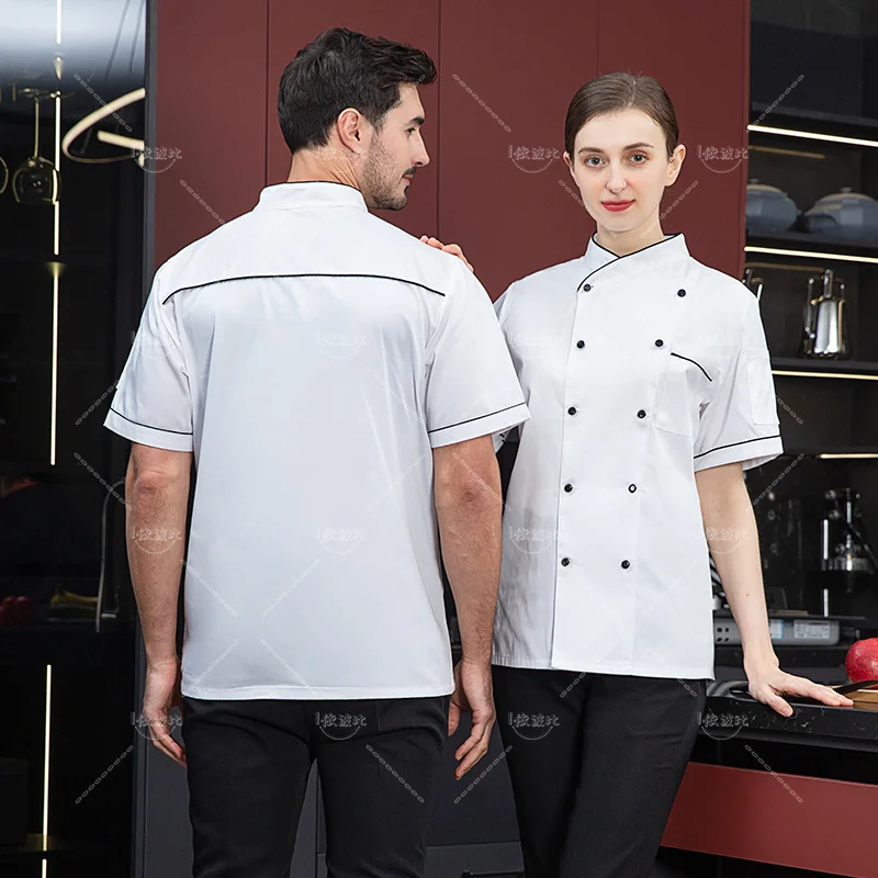 Пальто с коротким рукавом униформа шеф-повара дышащая куртка для кухни ресторана