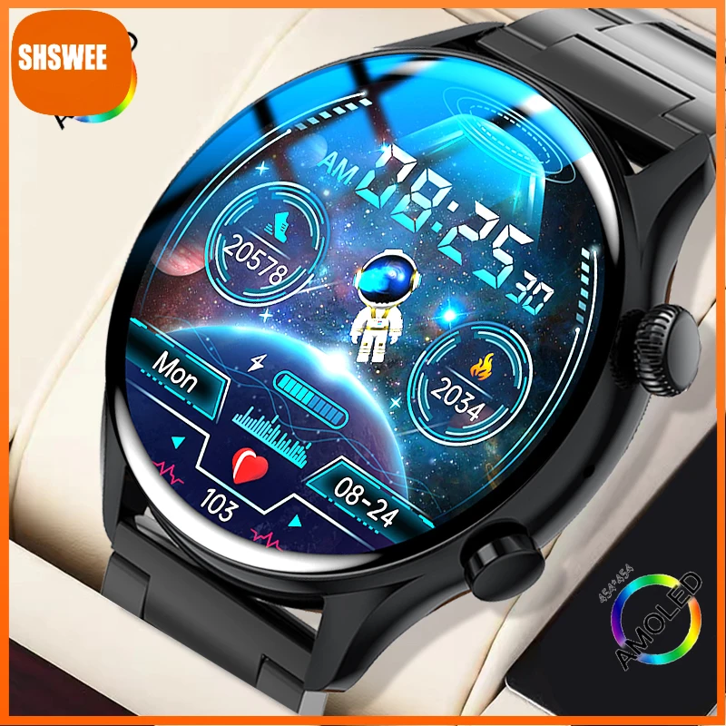 

AMOLED Screen Men Smart Watch Bluetooth Call Watch IP68 Waterproof Sports Fitness Watch For Android IOS Smart Watch Men