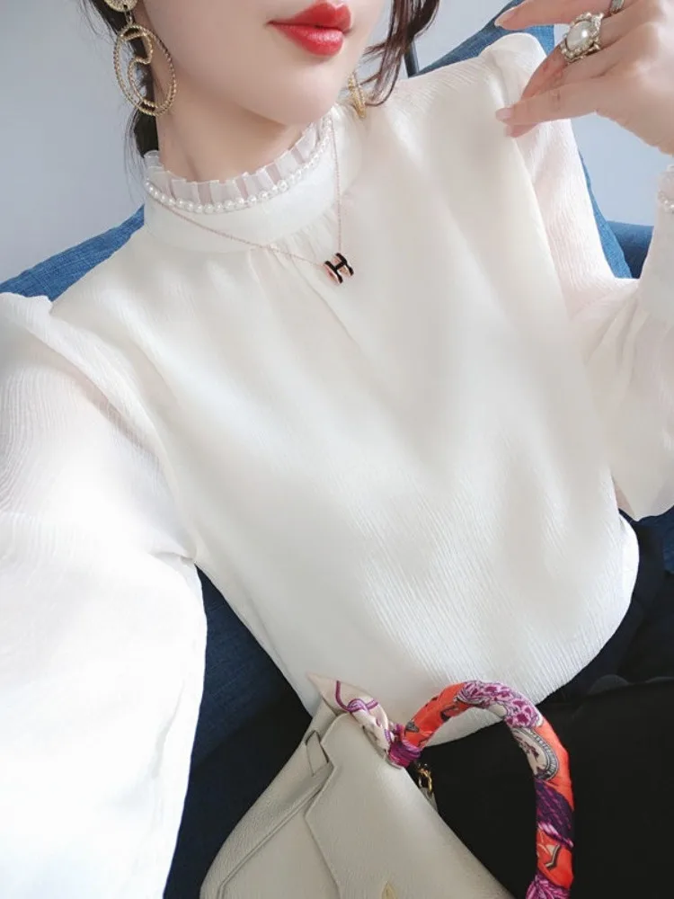 Шифоновая рубашка Fairy на флисовой подкладке женская осенне-зимняя новинка с