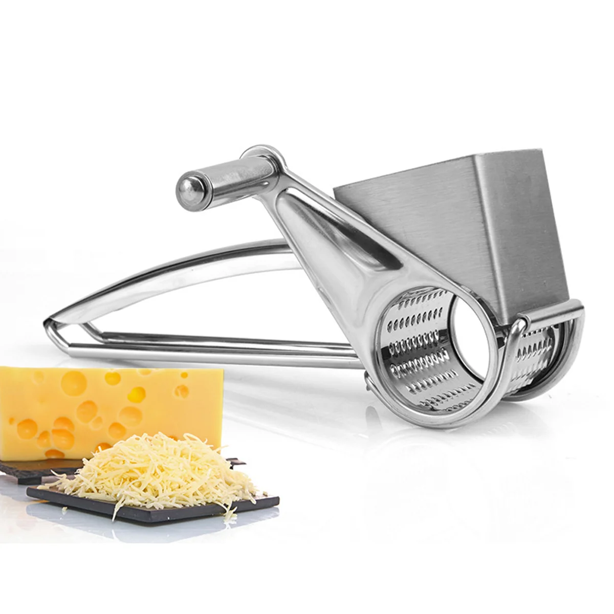 

Rotary cheese Grater Lemon Zester Rotary Handheld Shredder Round Drum Vegetable Slicer Hand Crank Mandoline for Walnuts Potato