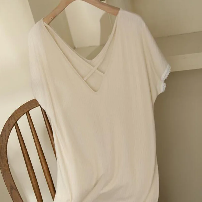 Summer Women Nightdress V-neck Lace Sexy One-piece Sleepwear Short Sleeveless Nightgown