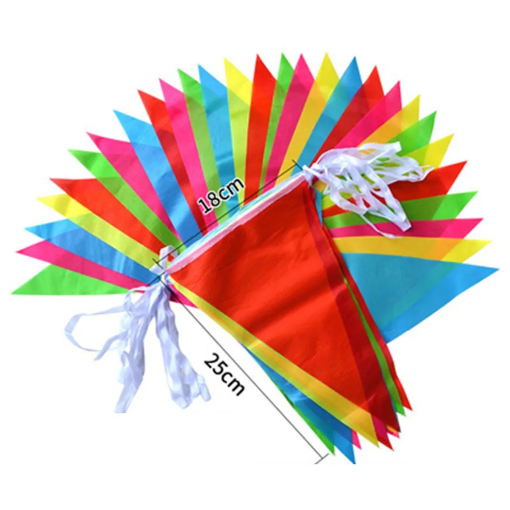 

50 Meter 150 Flags MultiColour Triangle Flags Bunting Party Event Home Garden Kindergarten Wedding Shop Street Decoration