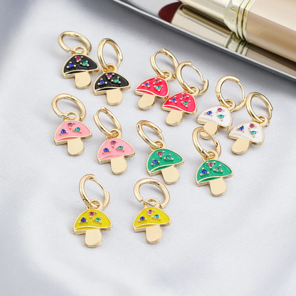 

Small Cute Colorful Mushroom Dangle Earrings For Women Trendy Fashion Ladies Wedding Party Gift Jewelry Direct Selling Wholesale