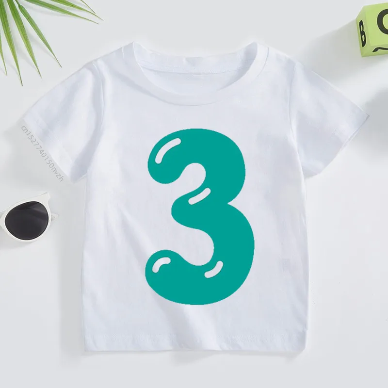 

New Hot Kawaii Birthday T Shirt Number 3-10 Happy Birthday Gift T-Shirt Unisex Tshirt Boy Girl Baby Clothes Harajuku Tees Top