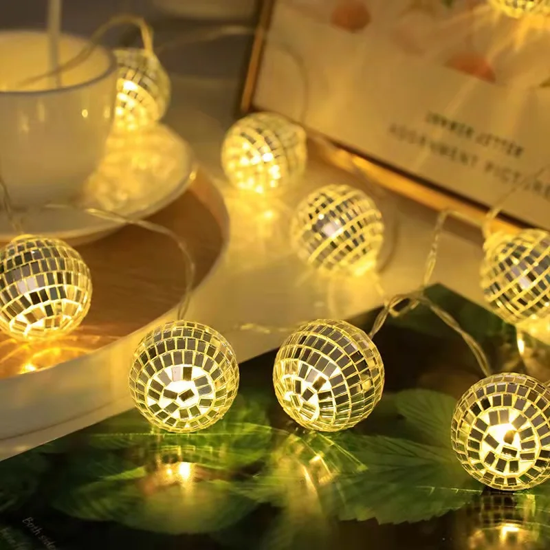 

LED Mirror Ball String Lights USB/AA Battery Holiday Lighting Disco Wedding Birthday Party Decor Christmas Decorations Navidad