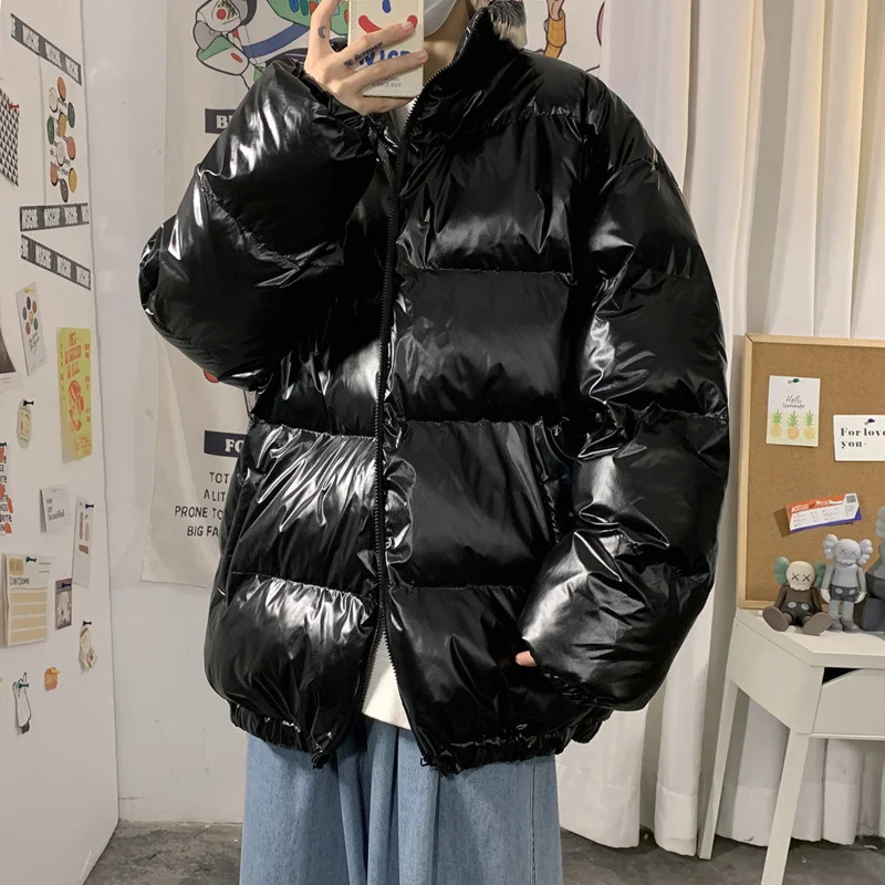 Down Winter Jacket Men Warm Fashion Shiny Jacket Men Streetwear Korean Loose Thicken Short Coat Mens Parker Large Size M-5XL