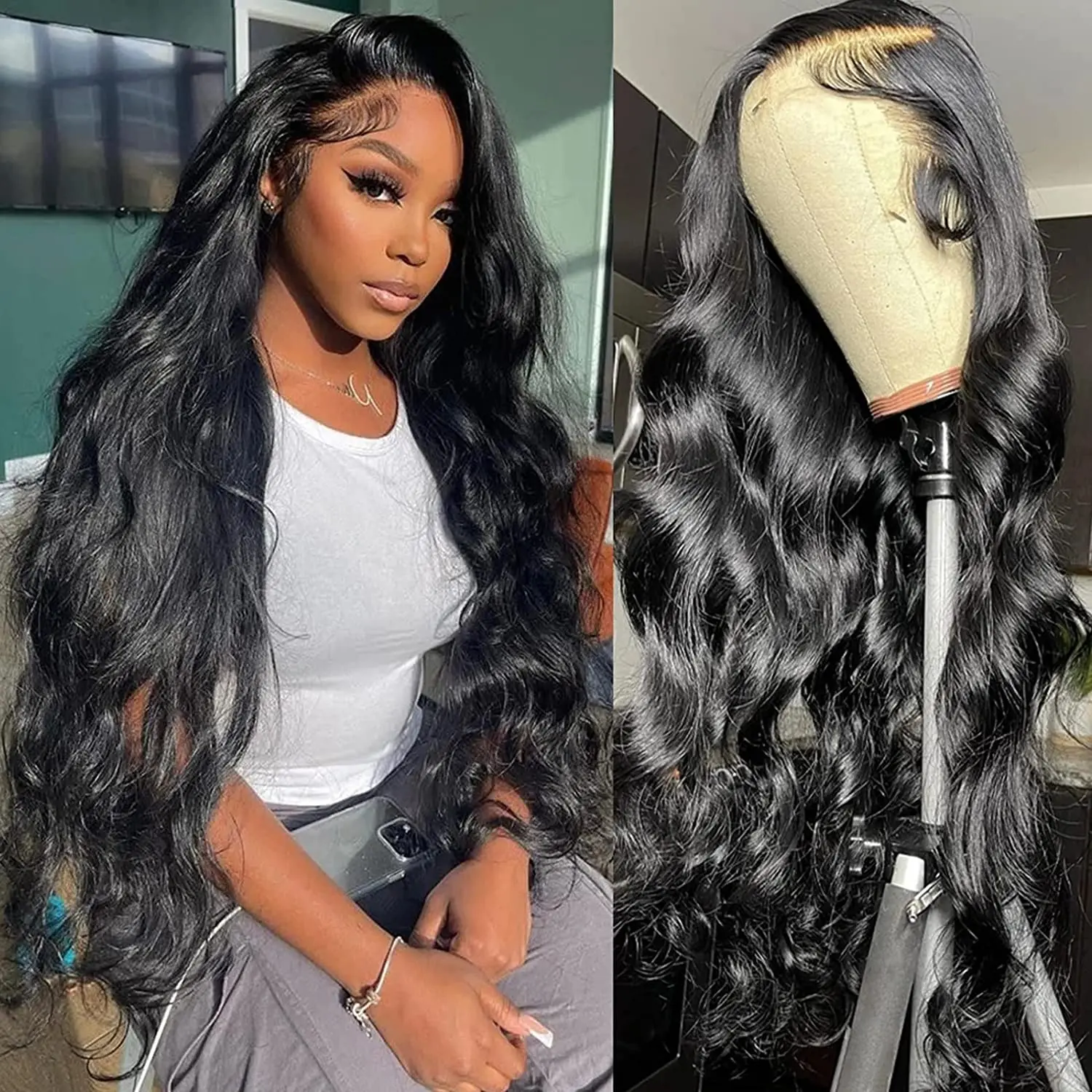 

Wigs Human Hair 13x6 HD Lace Frontal Wig Bleached Knots Body Wave Wig Remy Pre Plucked 13x4 Transparent Lace Human Hair Wigs