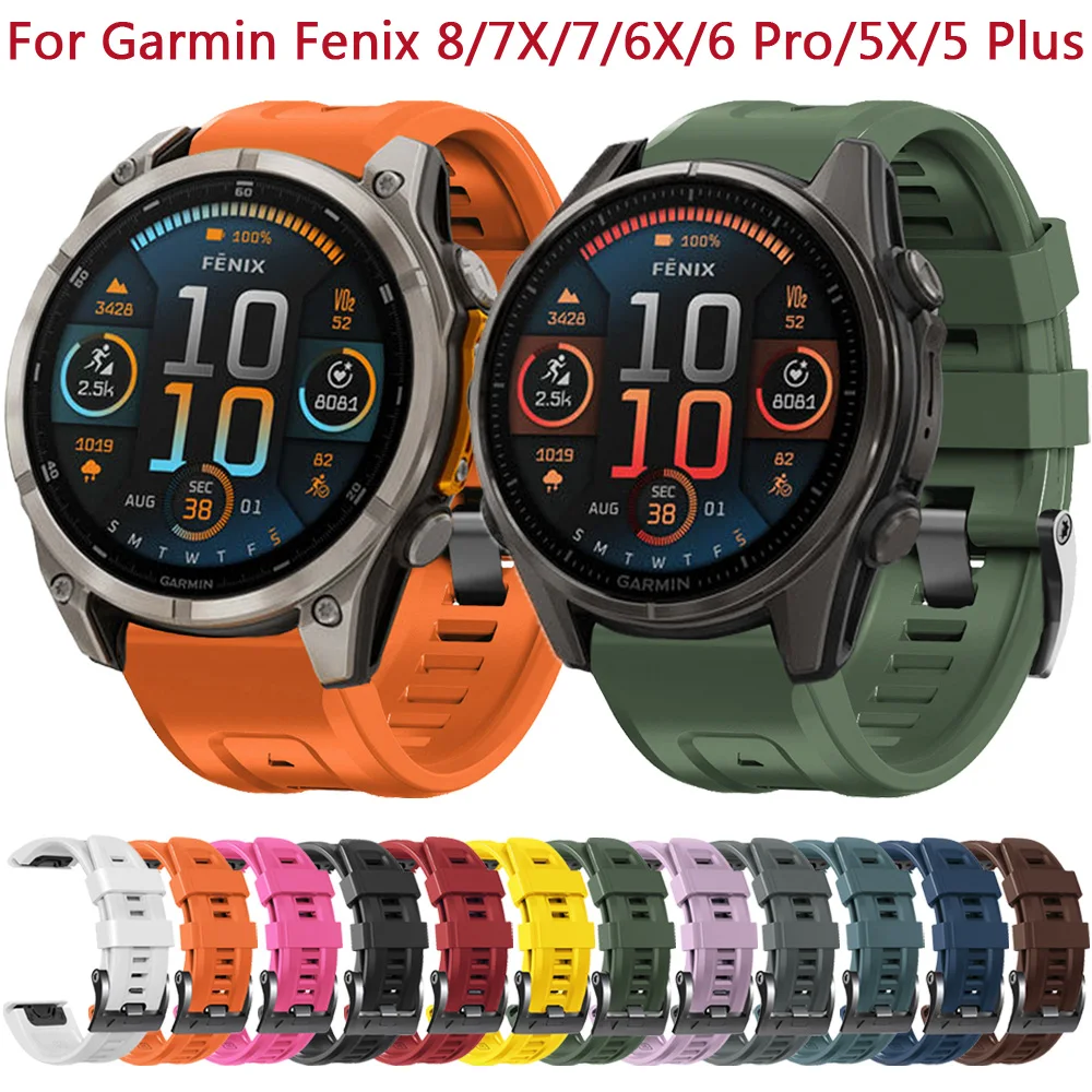 Silicone Strap 26mm 22mm For Garmin Fenix 8 7 7X 6X 6 Pro 5X 5 Plus 945 Watch Band for Epix Gen2 47mm 51mm Quickfit Bracelet