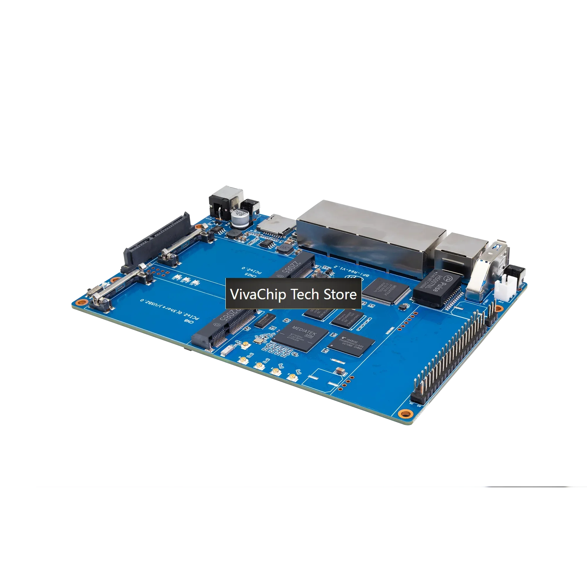 Фото VivaChip TechBanana PI BPI-R64 с модулем MT7615, металлический корпус R64, MediaTek MT7622, 8 ГБ EMMC Flash, 1 ГБ DDR3, поддержка Wi-Fi, Bluetooth, PO №4