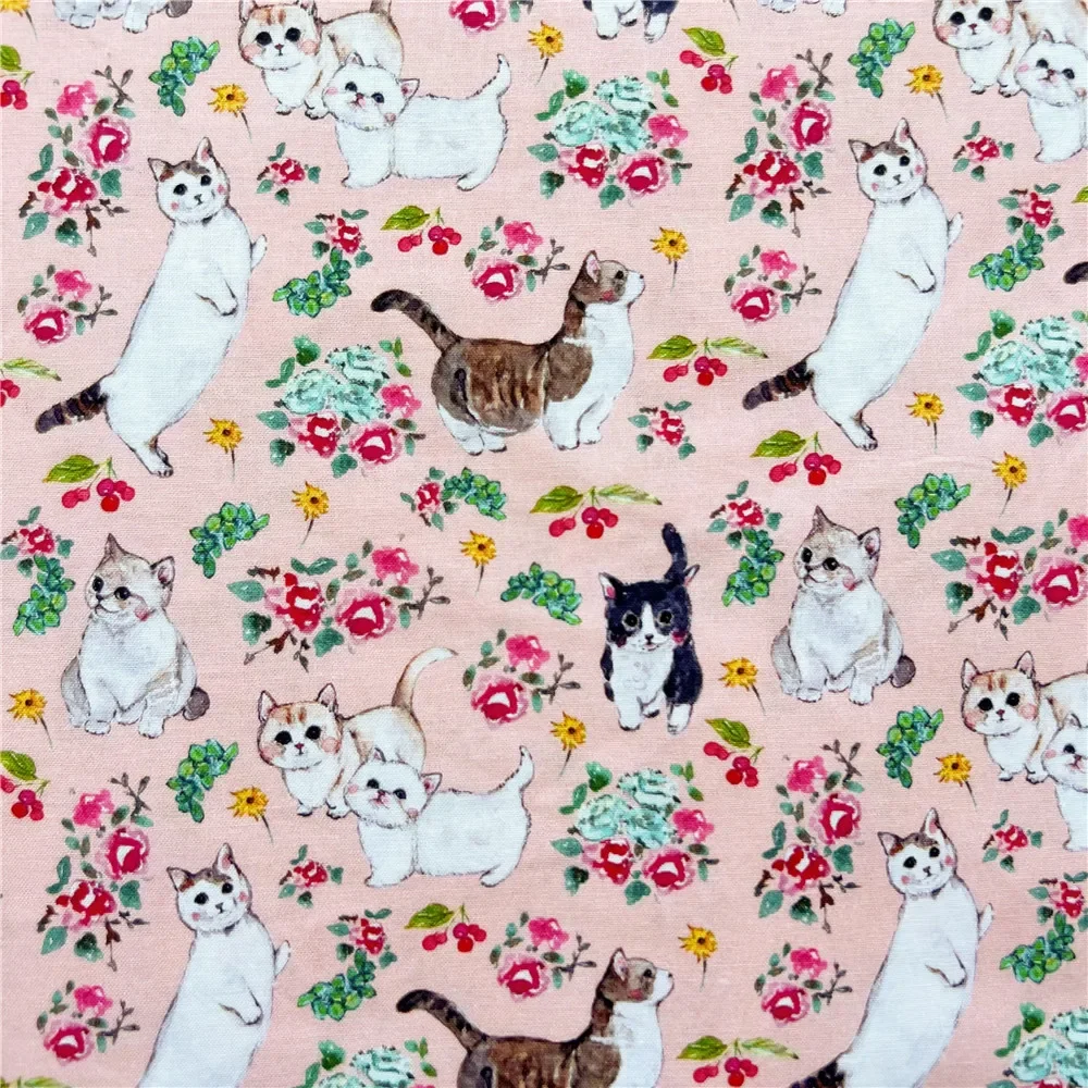 50*110 см Мультфильм Ретро котенок Кот Печать 100% хлопок Ткань DIY Ручная работа шитье