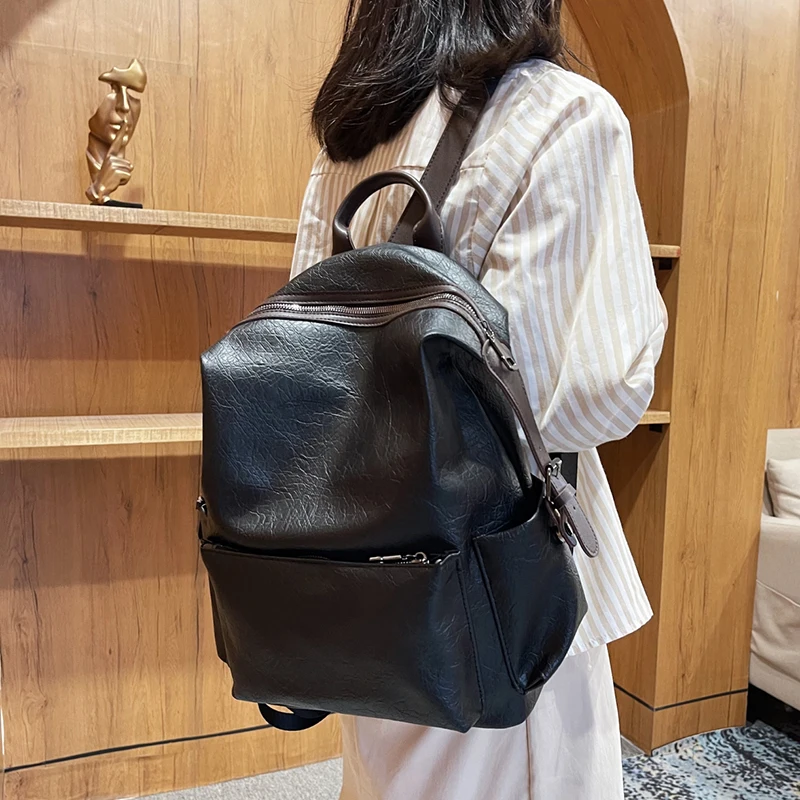 

2022 Fashion Bag Women Backpack PU Leather Designer Japanese Korean Style Girl School Travel Mother Mochilas
