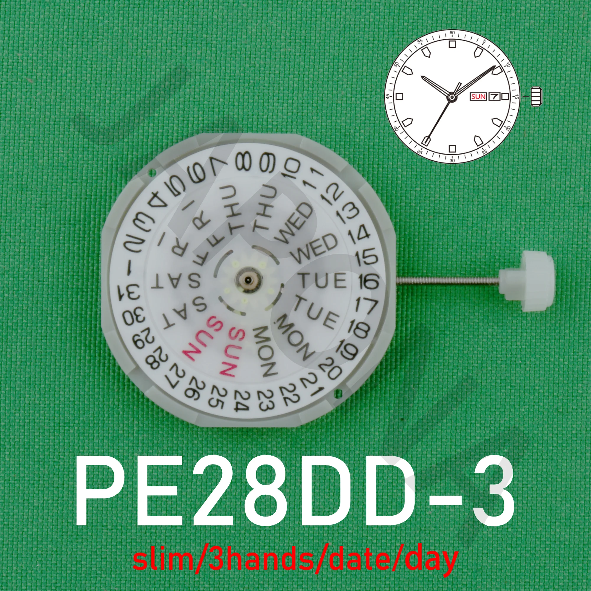 Pe28dd механизм Китай sunon pe28 кварцевый три руки Календарь Дата День недорогой тонкий