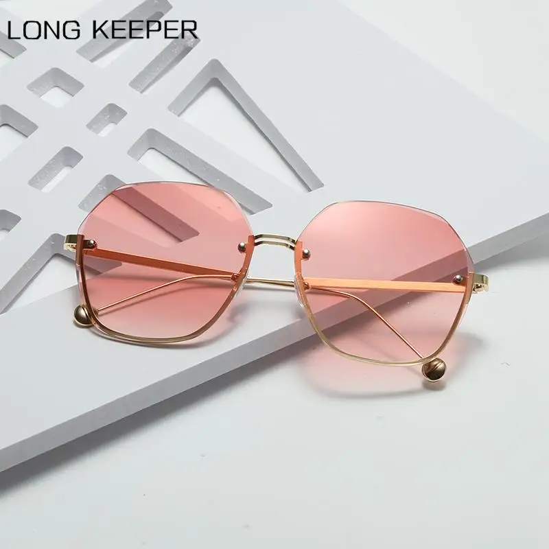 

2022 Rimless Sunglasses Metal Frame Luxury Brand Women Men Fashion Gradient Lens Polygon Irregular Sun Glasses Shades for Female