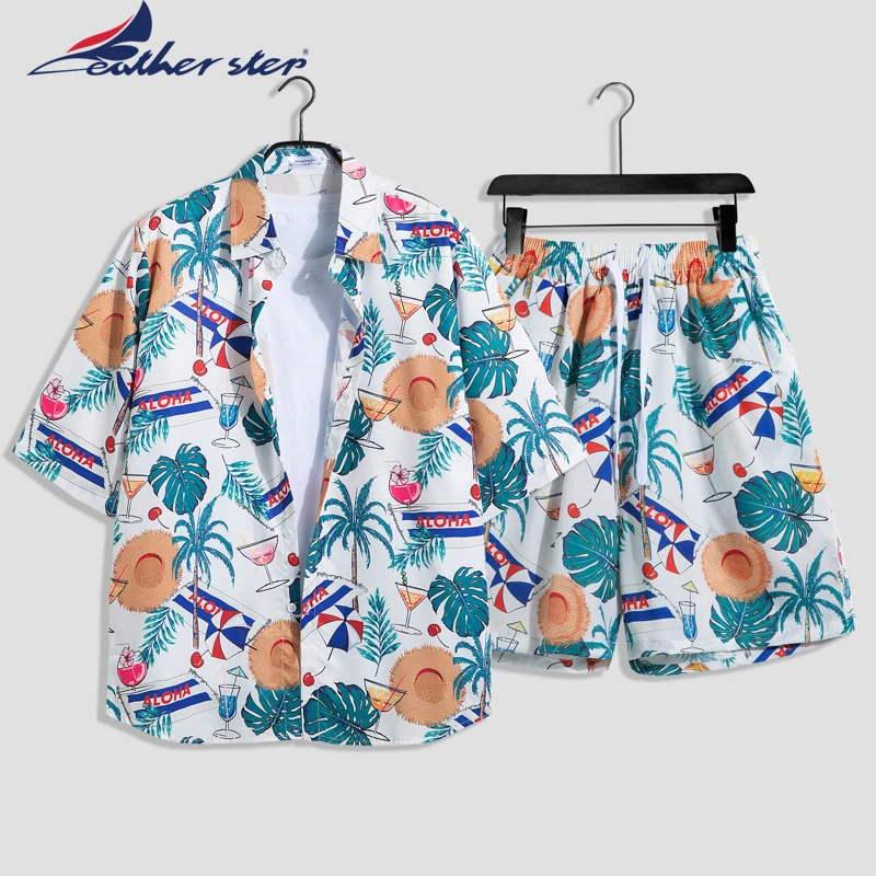 Male Set Short Sleeve Hawaiian Shirt And Shorts Summer Casual Floral Shirt Beach Two Piece Suit 2023 New Fashion Men Sets M-3XL