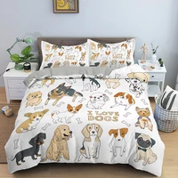 Dachshund Dog Bedding Set Cute Colorful Puppy Duvet Cover Cartoon Bed Cover Pet Dog King Queen Full 2/3PCS Polyester Quilt Cover