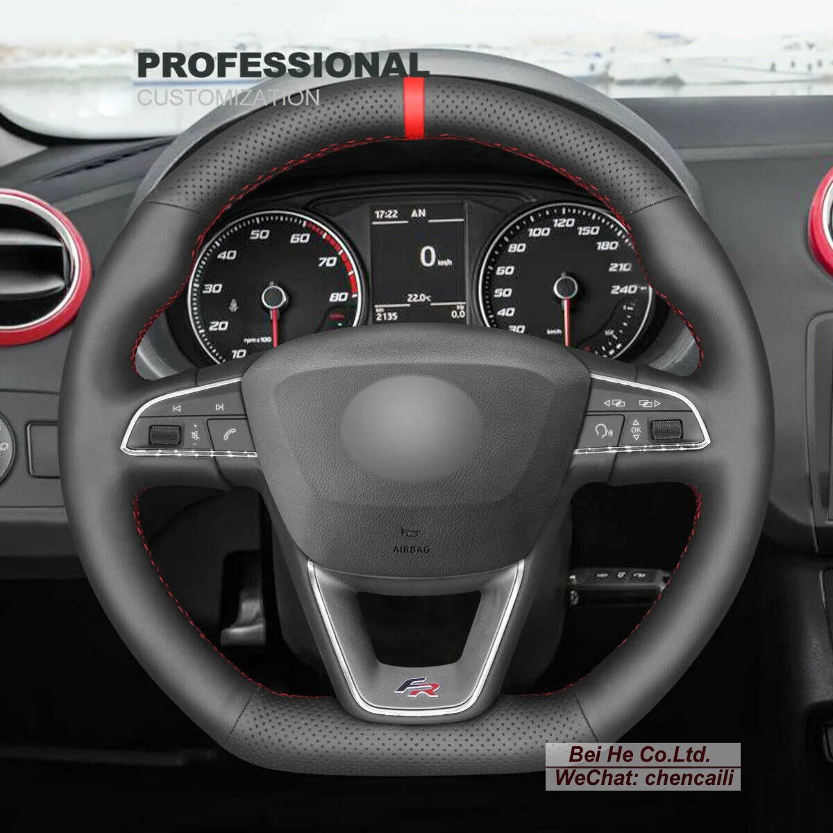 

Hand-stitched Black Leather Suede Steering Wheel Cover Wrap For Seat Leon (FR|CUPRA) 2013-2020 / Ibiza Car Accessories
