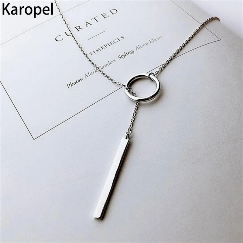 

Karopel Women Circle Strip Long Chain Necklace Collars Kolye Bijoux Femme Choker Necklace Jewelry Accessories