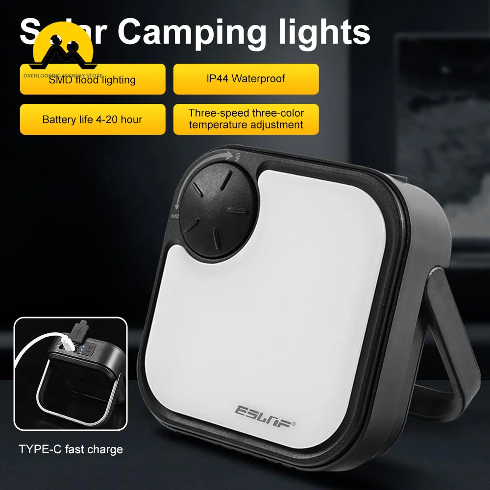 

Portable Camping Light Solar Outdoor Waterproof Flashlight Emergency Rechargeable Magnetic Work Light Emergency Bulb Lamp