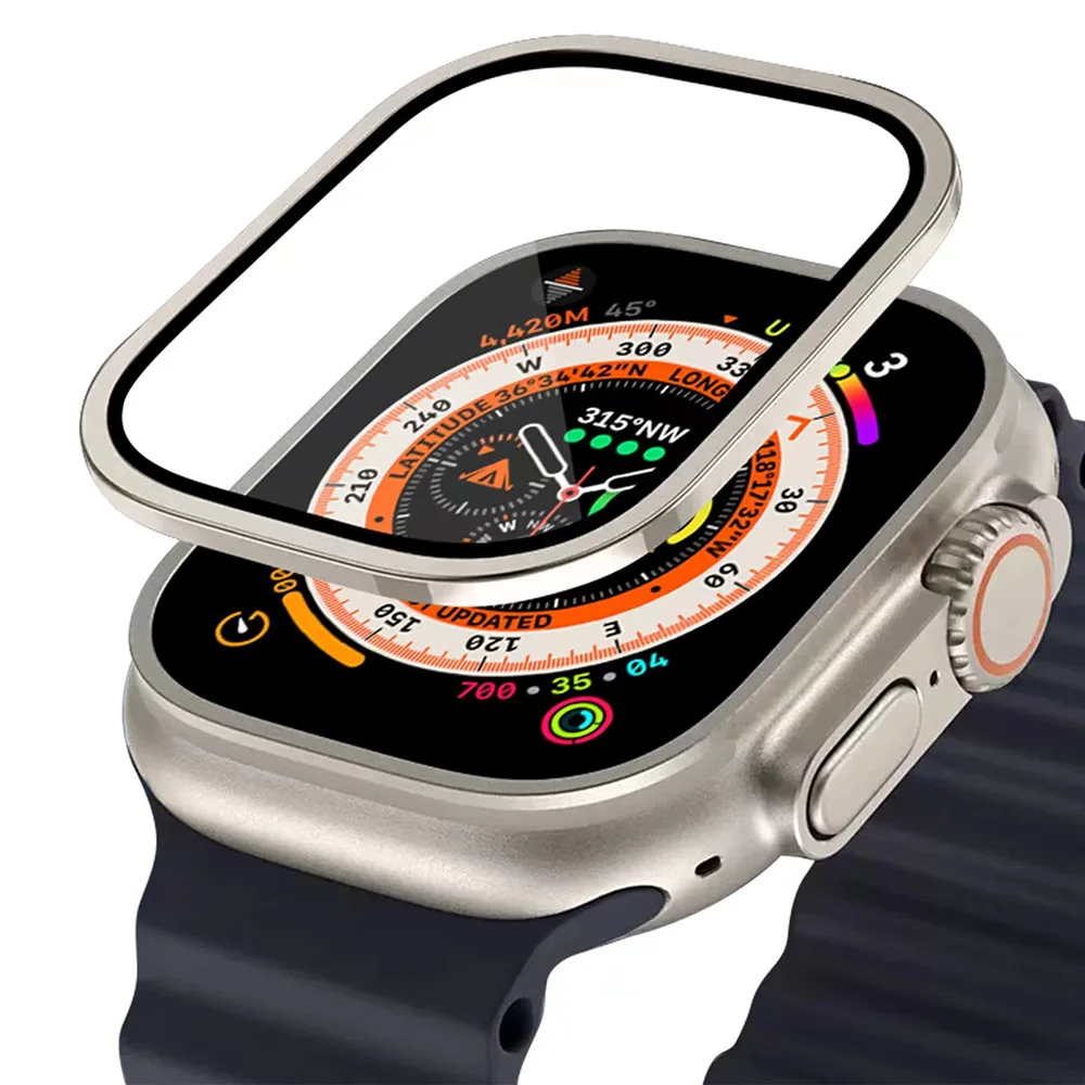HD закаленное стекло + титановая рамка для Apple Watch Ultra 3/2 защита экрана 49 мм легкое
