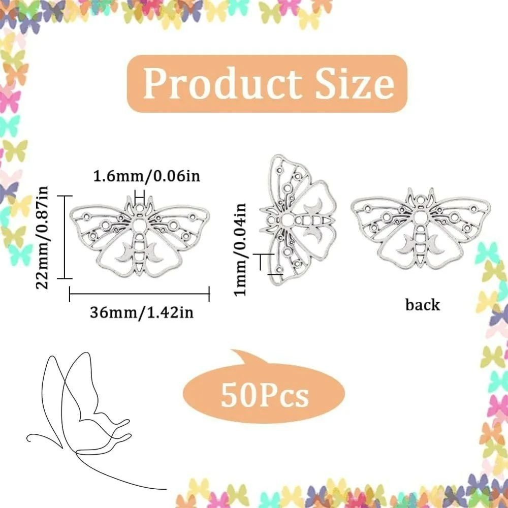 1 коробка 50 шт. подвески Луна-моль объемные серебряные готические на Хэллоуин