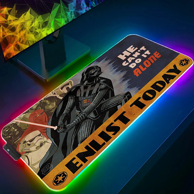 

Anime Xxl RGB Gaming Mouse Pad Darth Vader Star Wars Moused Pad Gamer HD Picture Desk Mat LED Office Accessories Custom Mousepad